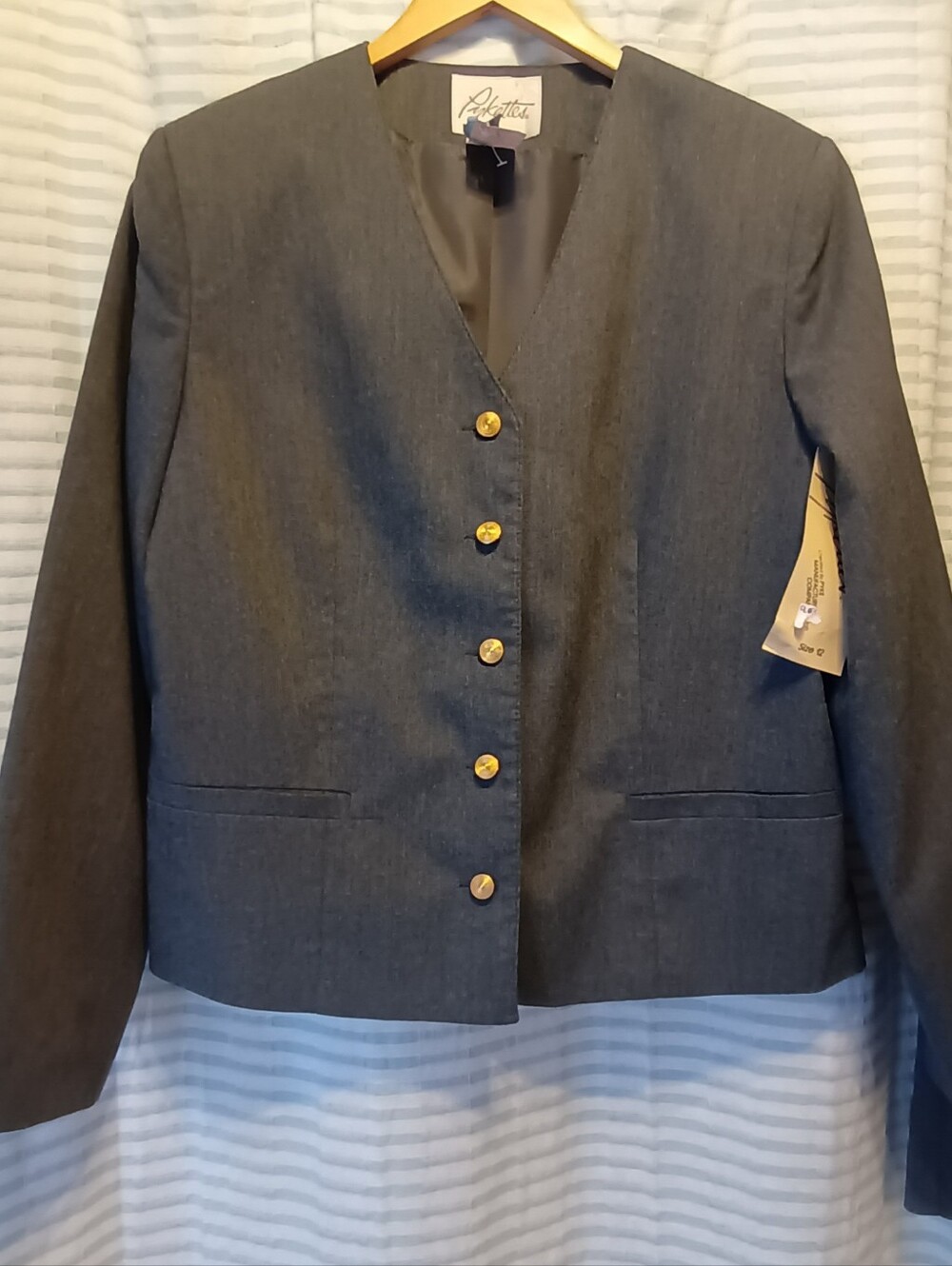 Vintage 70s Pykettes Size 12 Charcoal Gray Three Piece Suit Office Classy